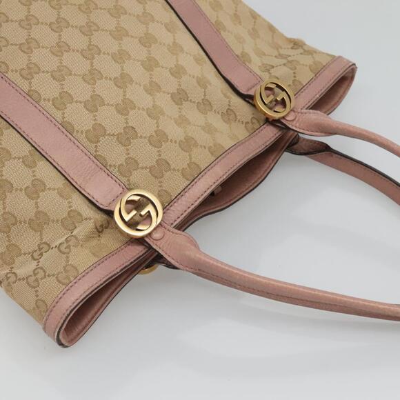 GUCCI GG Canvas Shoulder Bag Beige Gold - Picture 6 of 13